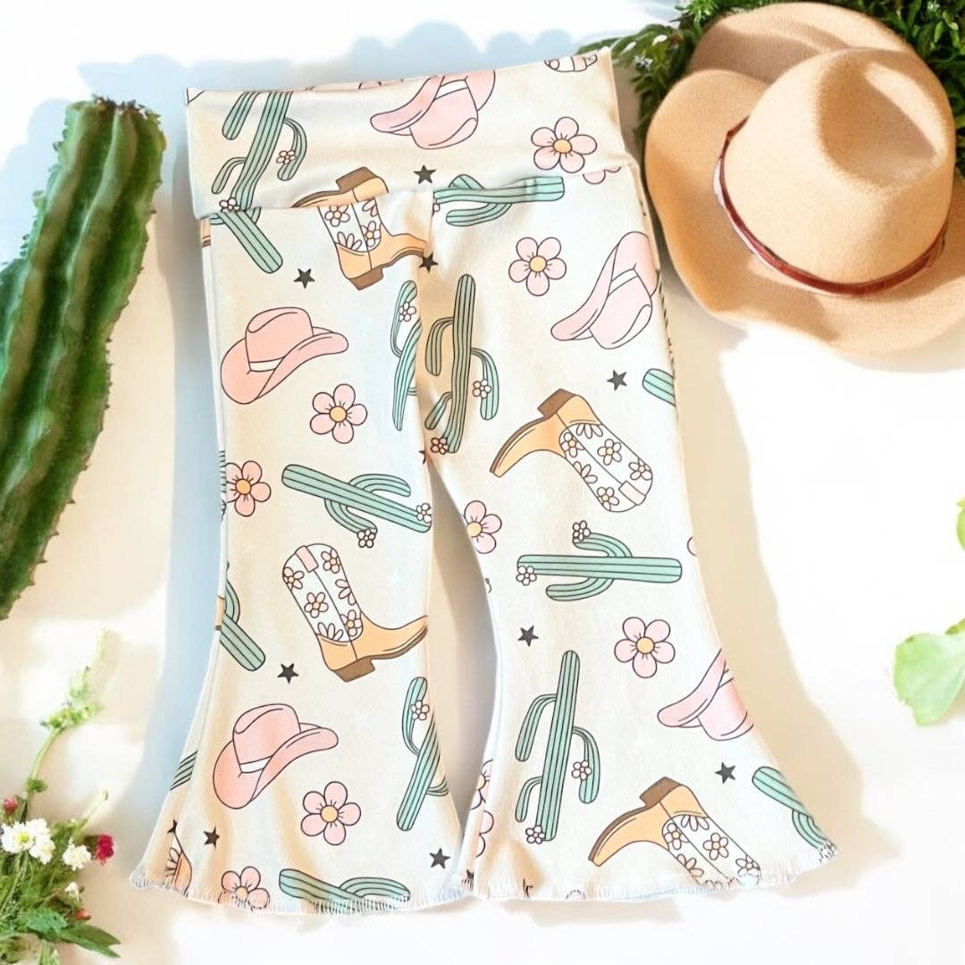 Pink Cowgirl Baby Bell Bottoms: 3 months