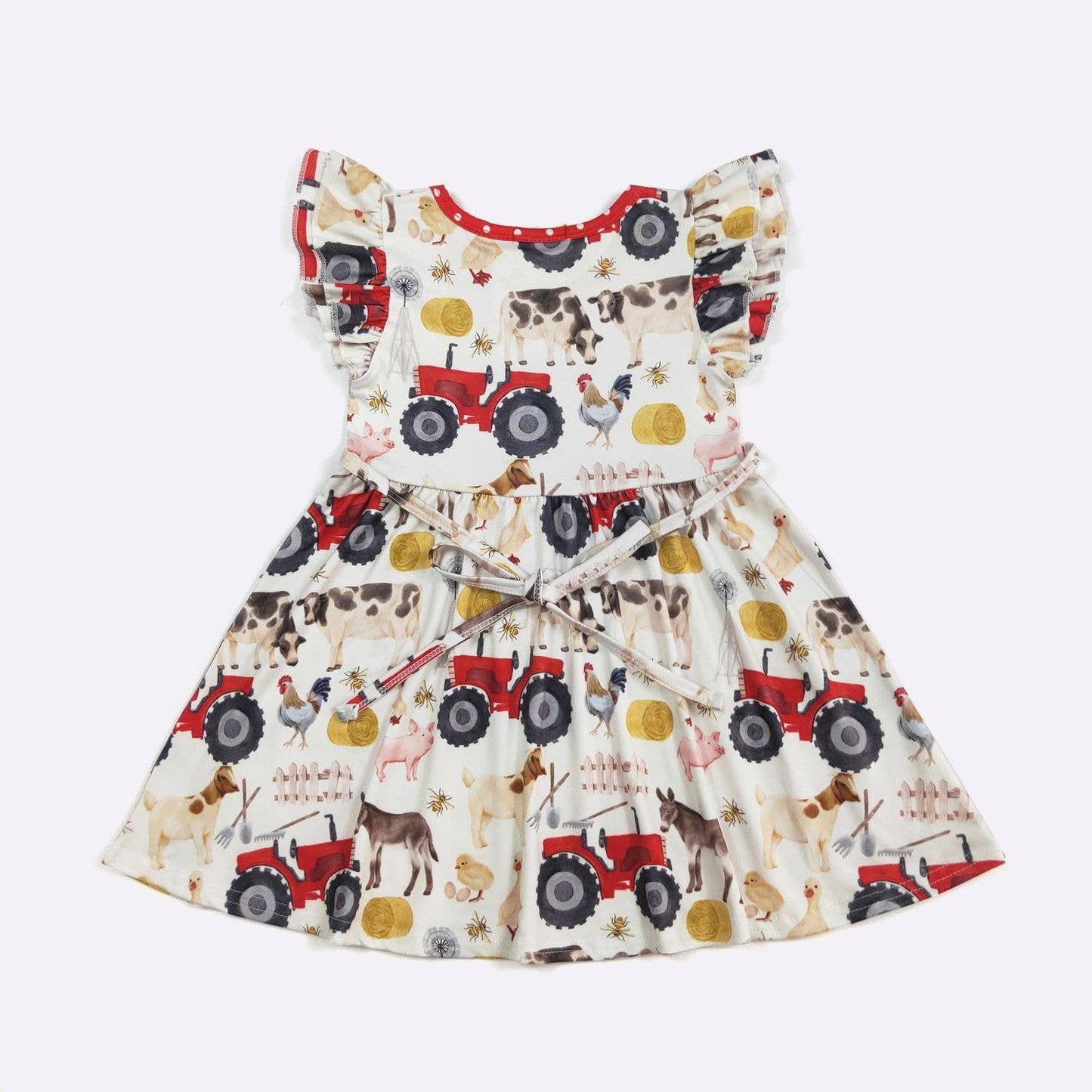 Red Tractor Farm Girls Dress: 4t