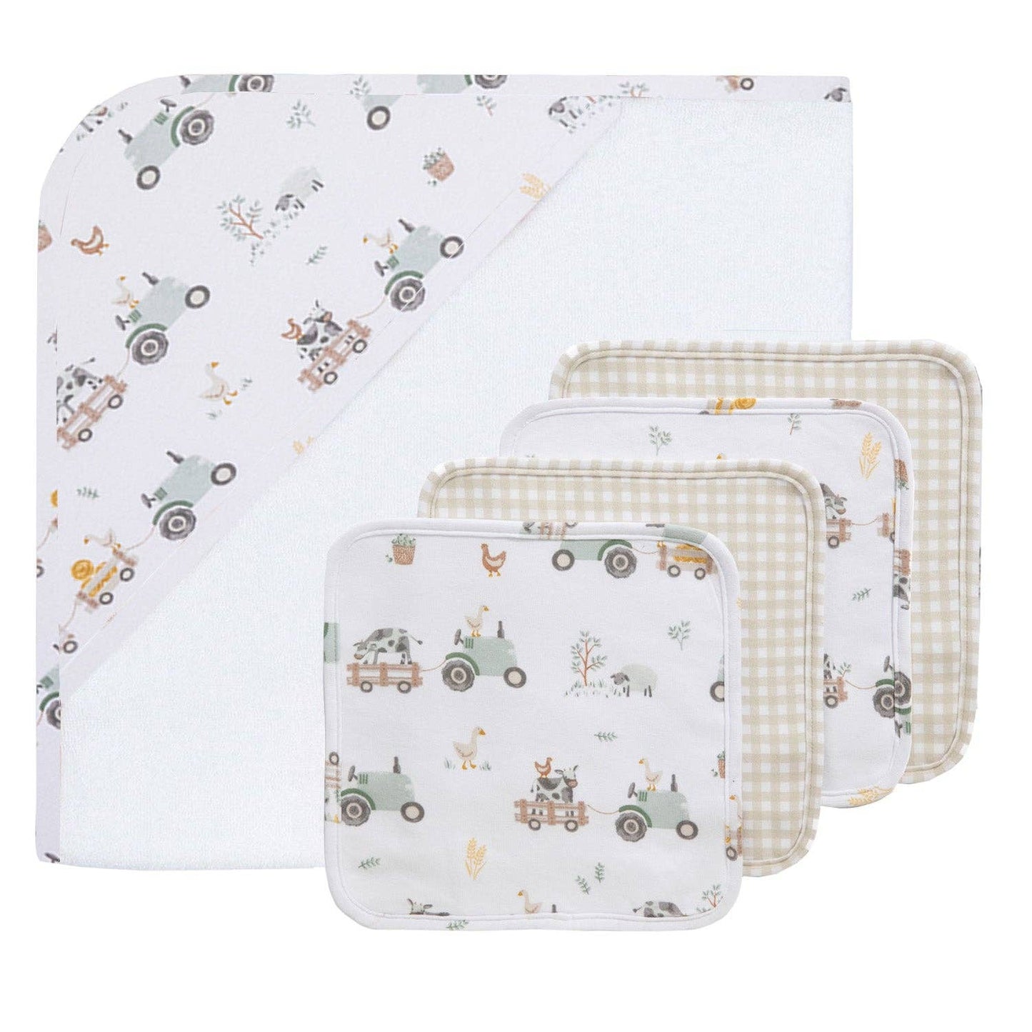 5pc 100% Cotton Bath Gift Set | Tractor Ride